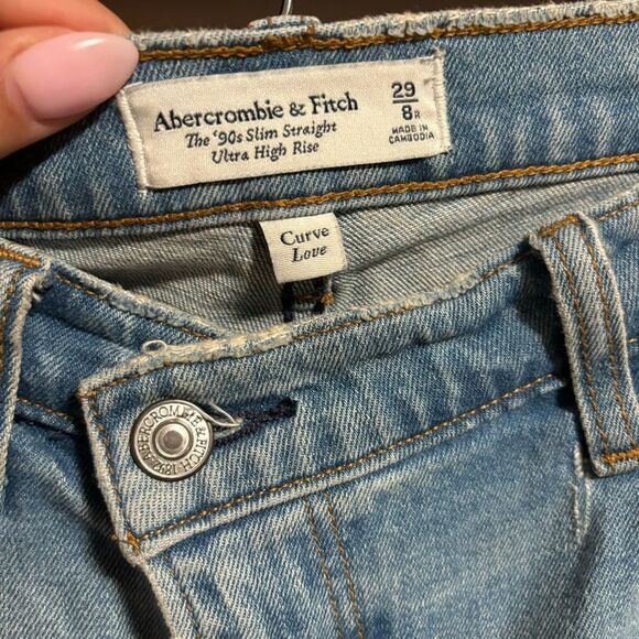 Abercrombie & Fitch Light Blue Straight Leg Jeans - Picture 6 of 7